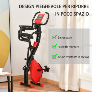 HOMCOM A90-196RD- Bicicleta pliabila 2 in 1 rezistenta, 8 nivele, elastice pentru brate - Img 2