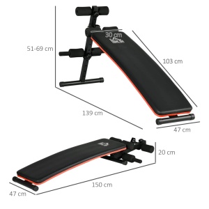 HOMCOM A91-082 - Bancă Abdomene Pliabilă, Exerciții Reglabilă, Spătar Ajustabil - Img 2