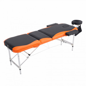 HOMCOM 700-039- Sezlong pentru masaj profesional pliabil din aluminiu, negru si portocaliu, 214 x 60 cm - Img 1