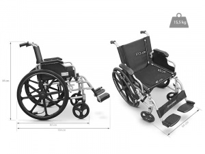 QMED 183-903LB-46 - Scaun Rotile Pliabil, Aluminiu, Frane Sigure - Img 2