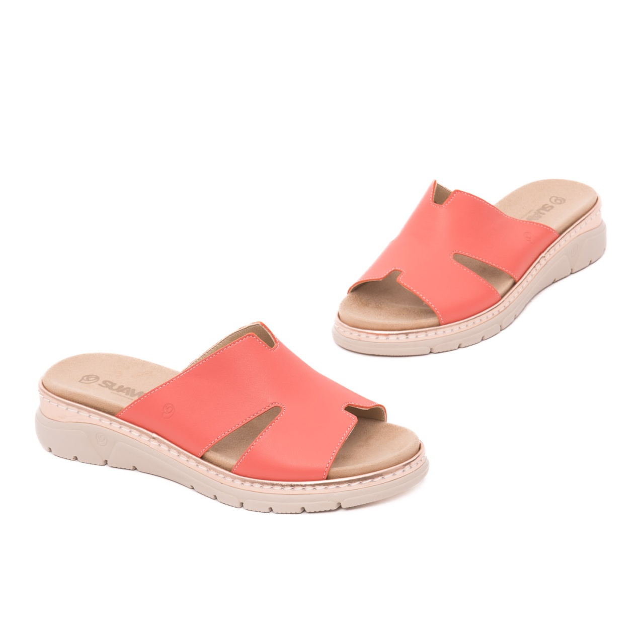 Papuci dama din piele naturala, Suave, SU12521VT MOSTAR 37-N, corai