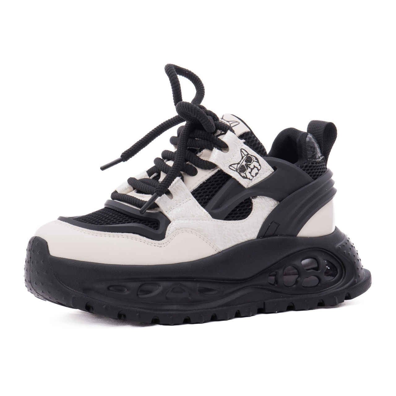 Sneakers Dama GRYXX Chunky Negru/Alb | Piele Mix Z69059-2B