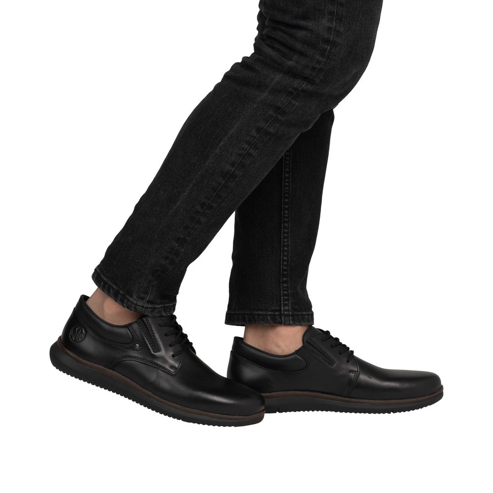 Pantofi bărbătești casual, Rieker 10419-00 din piele naturala, negru