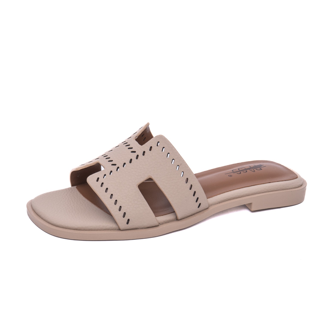 Papuci damă bej piele naturală Pass Collection 7QXS60029A 52-N