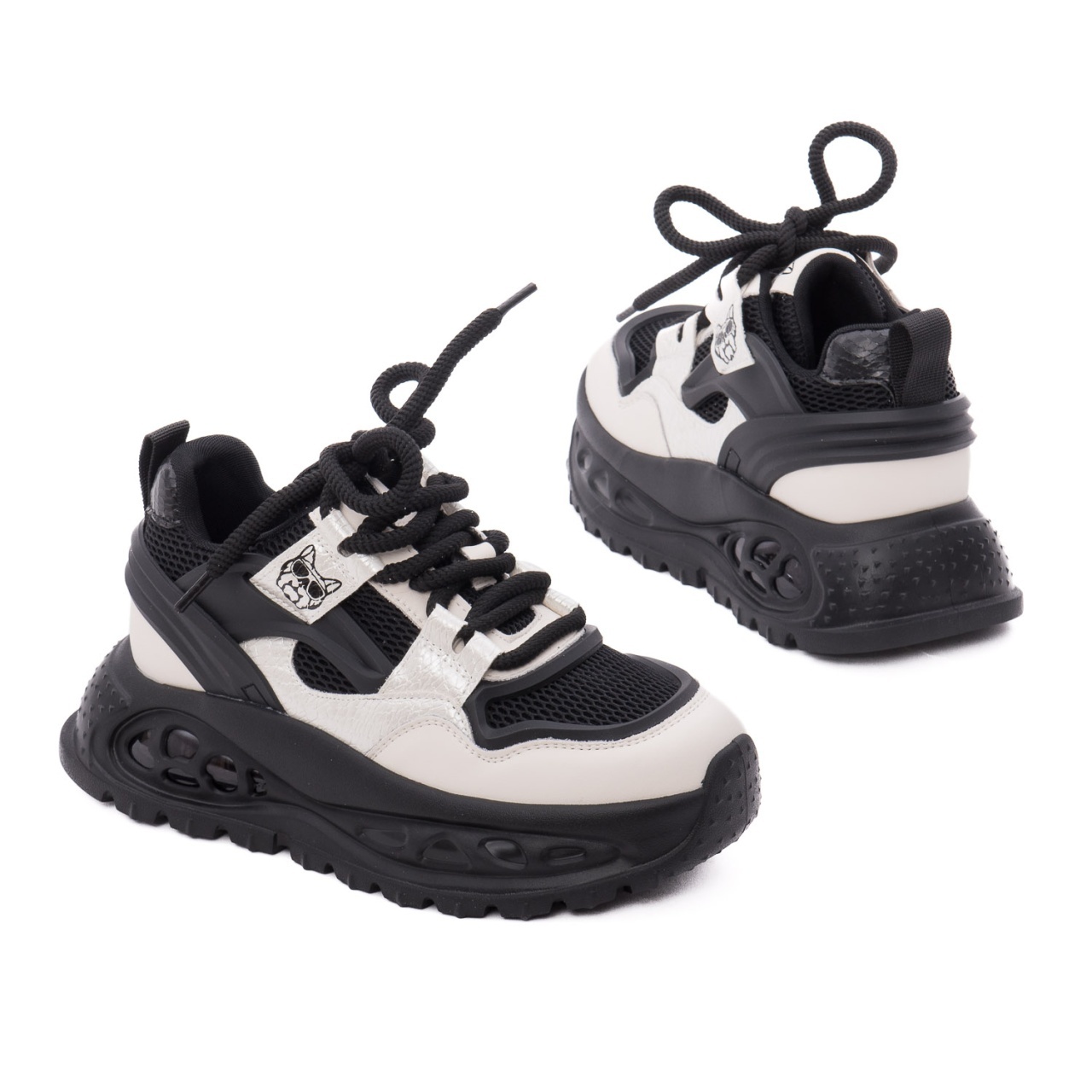 【希少2LP】MISSION: ONE (Jazzy Hip Hop) Sneakers Dama GRYXX Chunky Negru/Alb | Piele Mix Z69059-2B