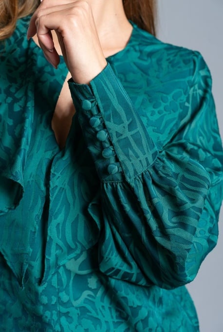 Bluza din organza devore Ronda, verde - Img 4