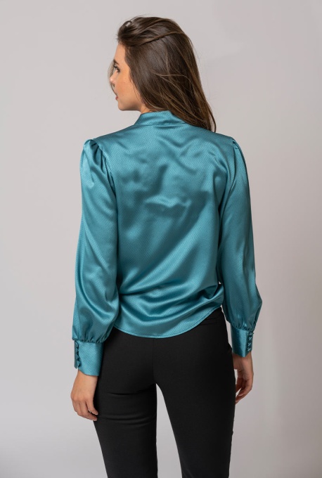 Bluza uni din vascoza cu un croi fluid si rafinat TIFFANY, Hermosa, turcoaz - Img 6