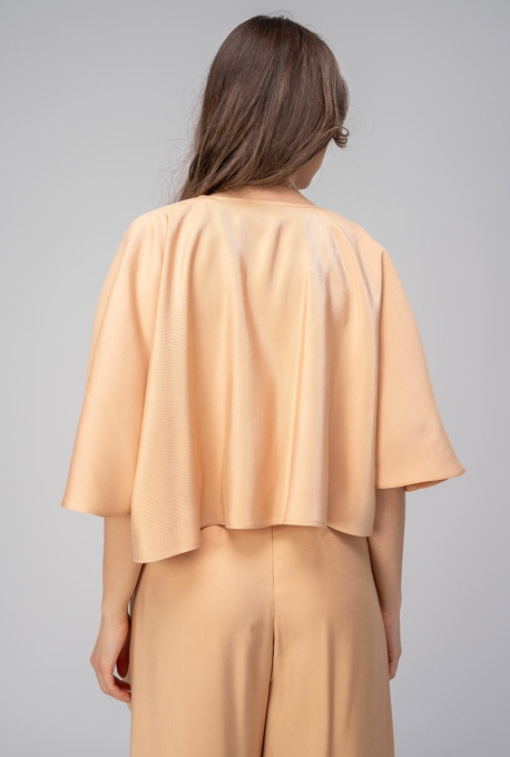 Bolero uni din rayon cu croi lejer MIRUNA, Hermosa, bej - Img 7