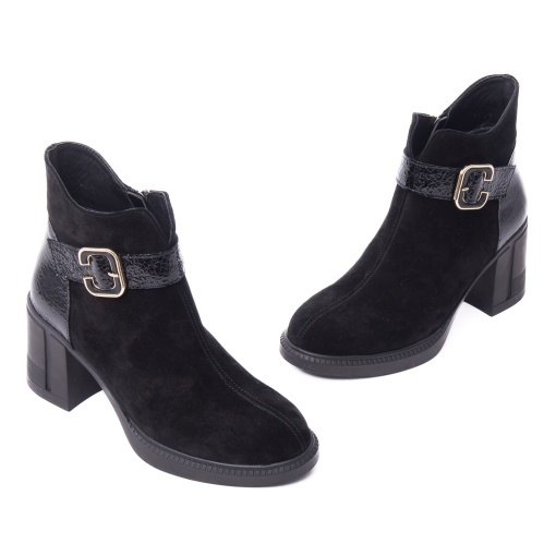 Botine dama din piele intoarsa, Dogati 9755, negru - Img 2