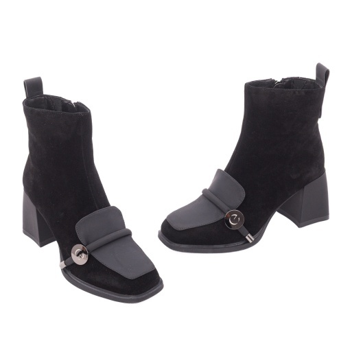 Botine damă din piele întoarsă, Epica 3V1216-S605-G5 01-I, negru - Img 3