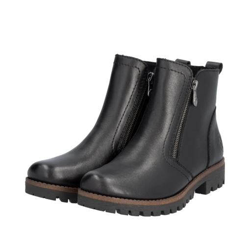Botine dama din piele naturala, Rieker 78556-00, negru - Img 8