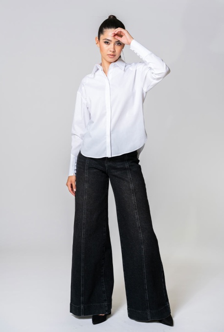 Camasa uni din poplin elastic EMELINE, Hermosa, alb - Img 12