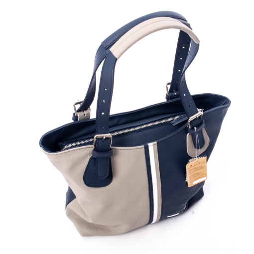 Geanta multicolora dama By Tommy piele, bleumarin si gri - Img 2