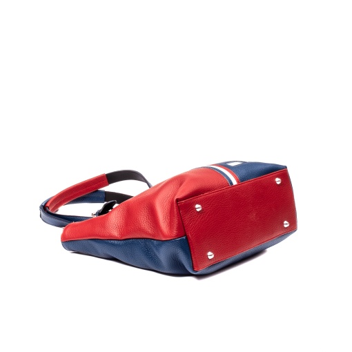 Geanta multicolora dama By Tommy piele, rosu si bleumarin - Img 4