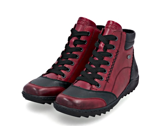 Ghete casual damă Remonte R1456-35 roșu-negru cu fermoar și șiret, confort G, talpă flexibilă - Img 8