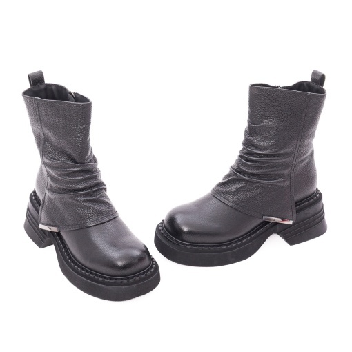 Ghete dama din piele naturala, Epica 3A691-M1162B-F626 01-N, negru - Img 2