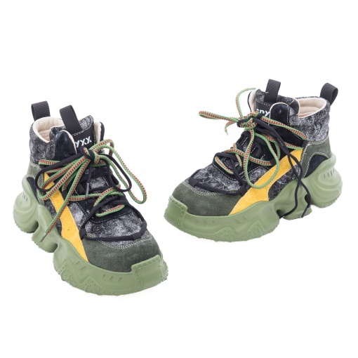 Ghete dama din piele naturala nabuc, Gryxx 1LY90016B 15-2, multicolor - Img 2