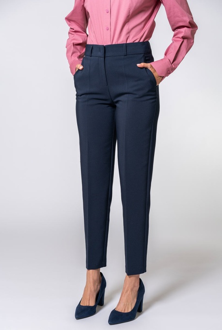 Pantaloni conici din bumbac DARIA, Hermosa, bleumarin - Img 4