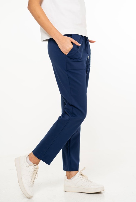 Pantaloni conici din tercot elastic DANETTE, Hermosa, bleumarin - Img 3