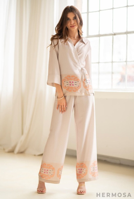 Pantaloni Dasha Bej Print Limitat - Img 7