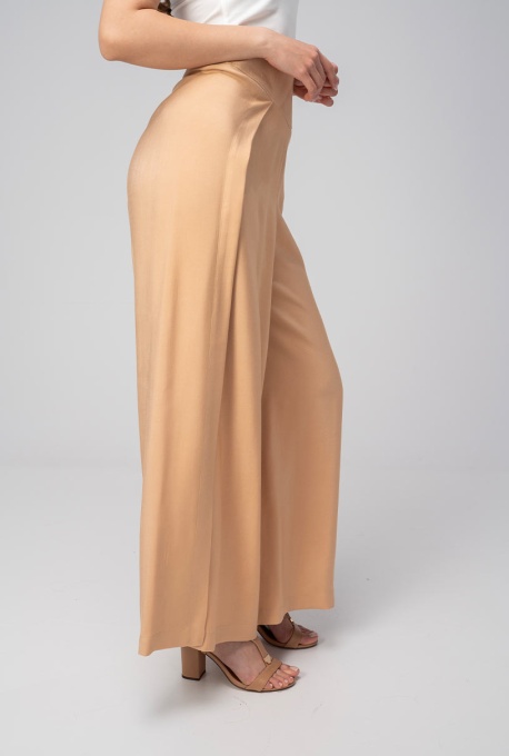 Pantaloni uni din rayon cu croi palazzo GIZEL, Hermosa, bej - Img 10