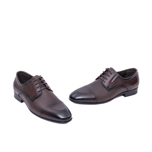 Pantofi bărbați Caribu 3MKD1-16-4B C4-N maro piele naturală texturată, cap-toe elegant - Img 2