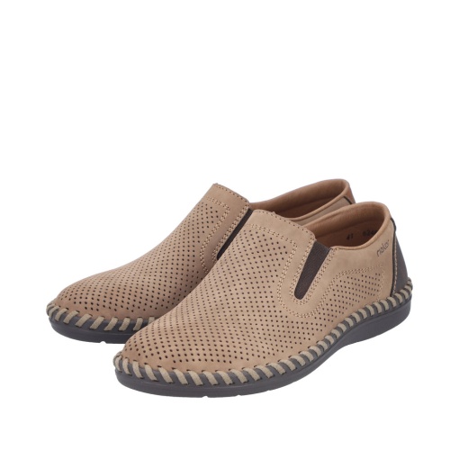 Pantofi barbati din piele naturala nabuc, Rieker, B2460-25, maro - Img 3