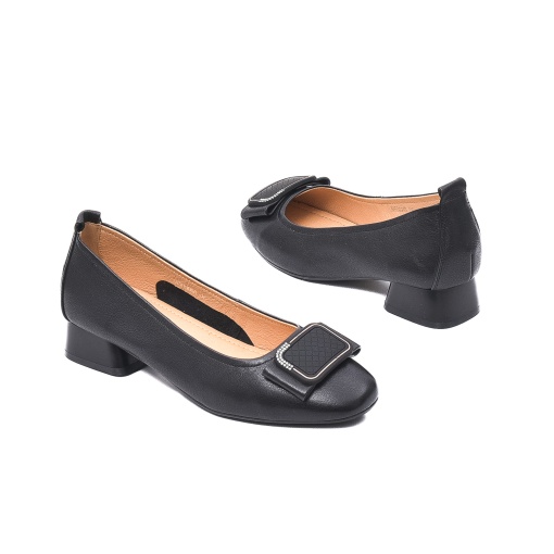 Pantofi cu toc mic din piele 7MJH50006B 01-N - Img 6
