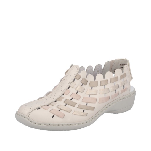Pantofi dama casual, Rieker 413V8-60 din piele naturala, roz prafuit - Img 2
