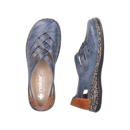 Pantofi dama casual, Rieker 46369-12 din piele naturala, bleumarin - Img 4