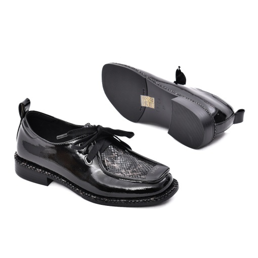 Pantofi dama din piele naturala lacuita, Epica, F6F680004A 45-L, negru - Img 4