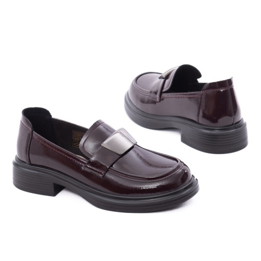 Pantofi dama eleganti din piele naturala lacuita, PASS Collection M5M580012B 23-L, bordo - Img 3