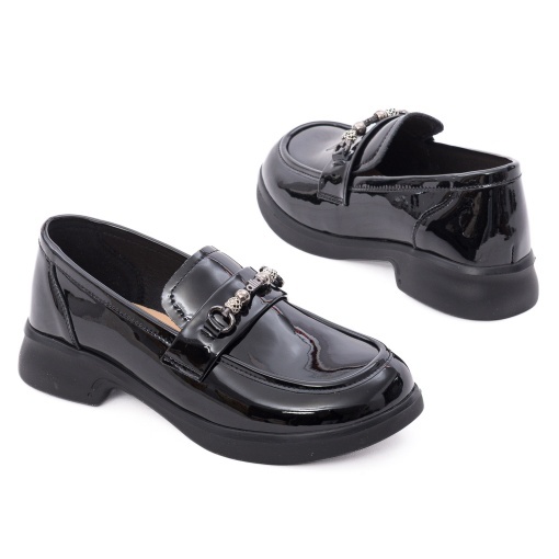 Pantofi dama eleganti din piele naturala lacuita, PASS Collection 1MA90005A 01-L, negru - Img 3