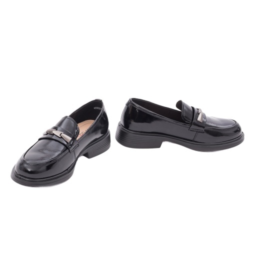 Pantofi dama eleganti din piele naturala lacuita, PASS Collection 1M590014A 01-L, negru - Img 3