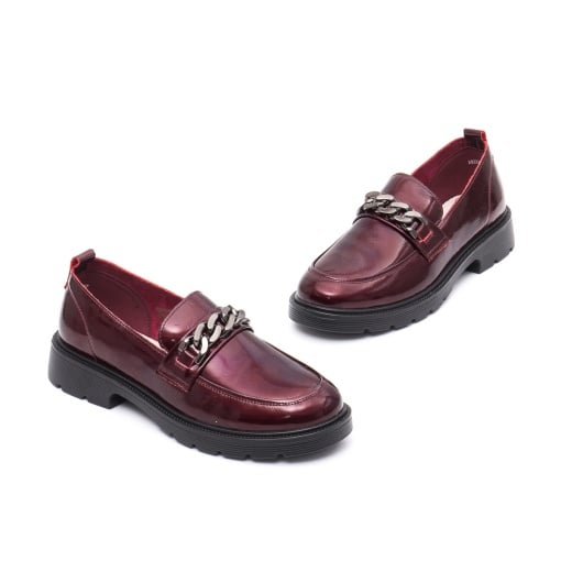 Pantofi dama eleganti, piele naturala lacuita, X4X400008B, bordo - Img 2