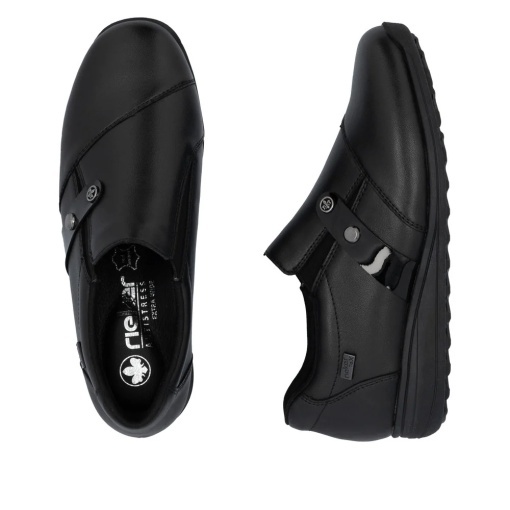 Pantofi damă Rieker 47250-00 negri din piele, confort și stil cu talpă flexibilă - Img 3