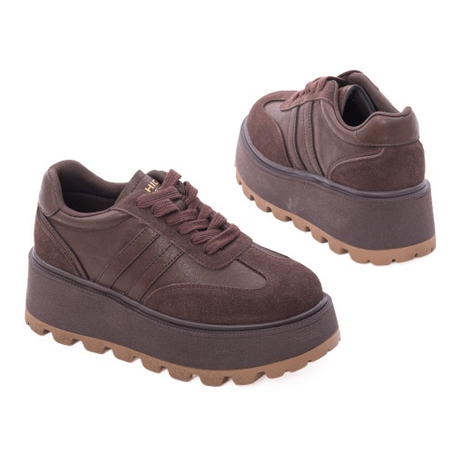 Pantofi dama sport din piele naturala, Feeling, 2510, maro - Img 3