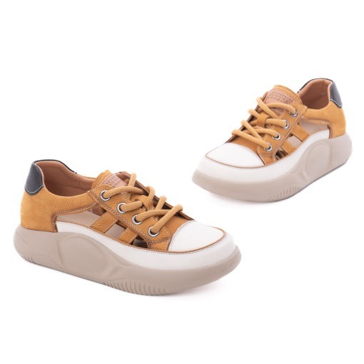 Pantofi dama sport din piele naturala, Feeling, 68883 maro - Img 2