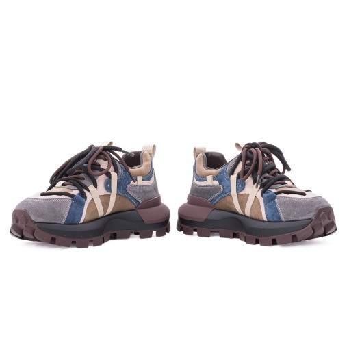 Pantofi dama sport din piele naturala nabuc, PASS Collection, 1LY90003C, gri diverse - Img 5