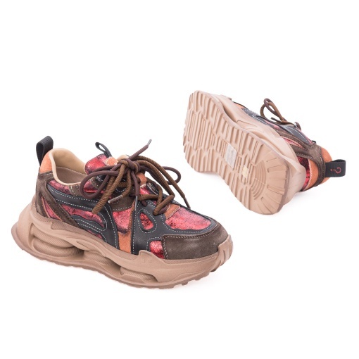 Pantofi dama sport din piele naturala nabuc, PASS Collection, 1LY90022B, multicolor - Img 5