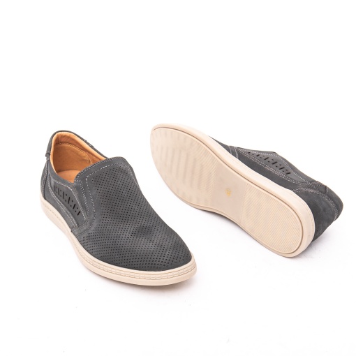 Pantofi slip-on bărbați Battisto Lascari gri din piele întoarsă perforată QS-2 - Img 3