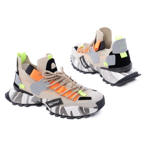 Pantofi sport barbati din piele mix, Gryxx 4S18159J 03-Z, bej - Img 3