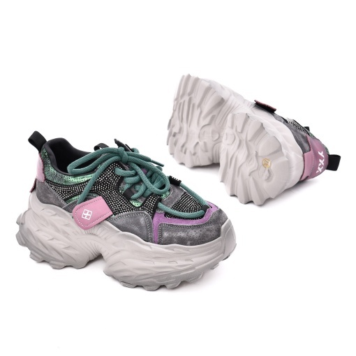 Pantofi sport dama din piele mix, Gryxx, 3OLY80018C 15-Z, multicolor - Img 4