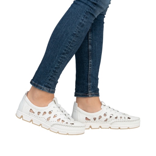 Pantofi vara dama din piele naturala, Rieker, 49956-80, alb - Img 2