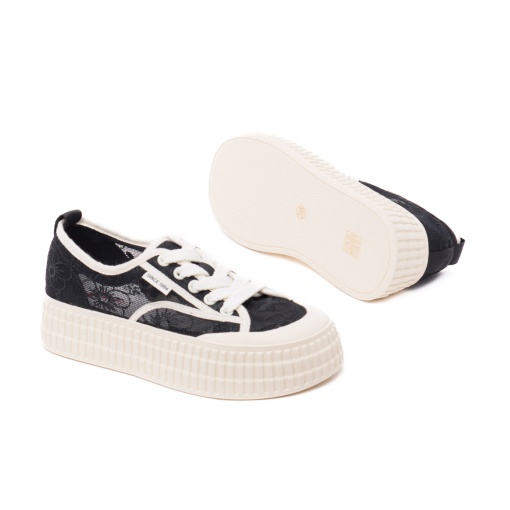 Pantofi vara dama PASS Collection, 5VXA60005A 01-T din material textil, negru - Img 4