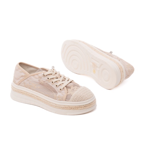 Pantofi vara dama PASS Collection, H3DL40014 03-T din material textil, bej - Img 4