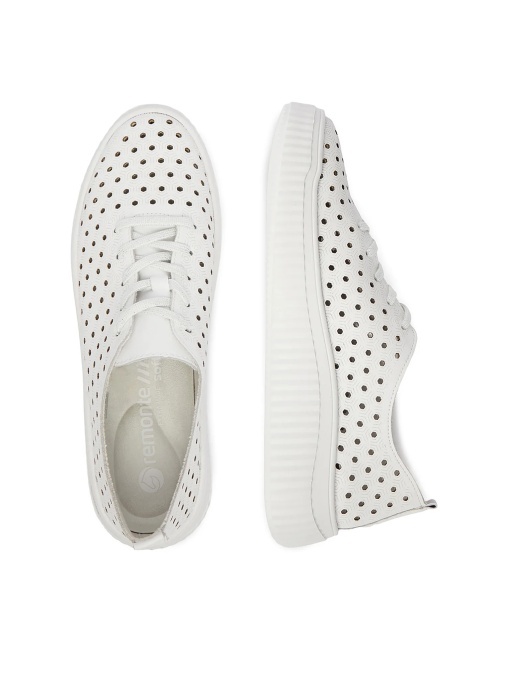 Pantofi Vară Damă Remonte D3E06-80 Albi - Piele Perforată - Img 3