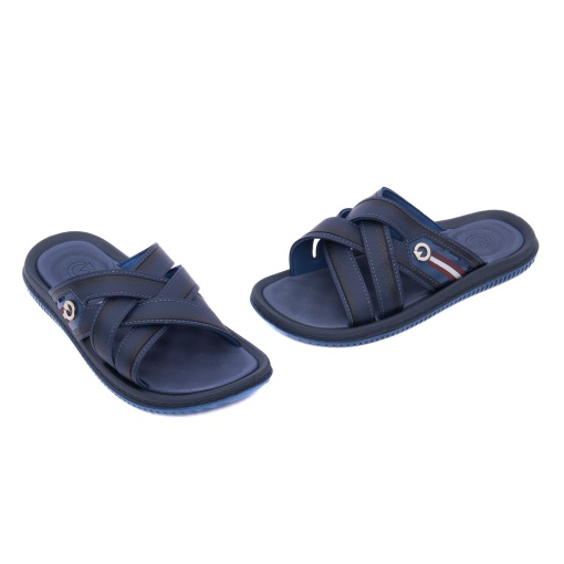 Papuci barbati din piele eco, Cartago, 9B12317-BF018 FIJI ESSENCIAL SLIDE A, bleumarin - Img 2
