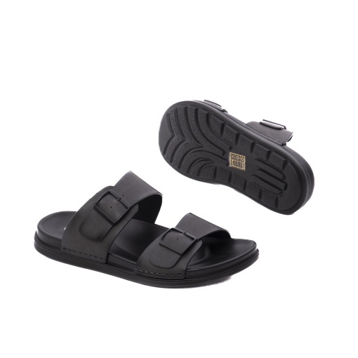 Papuci barbati din piele naturala, Otter 28Z580019C 51-N, gri inchis - Img 4