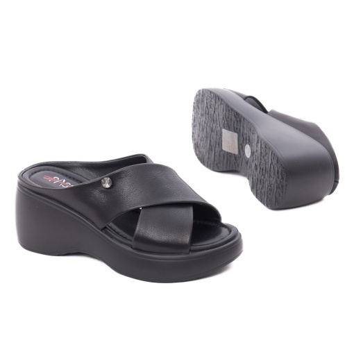 Papuci dama din piele naturala, PASS Collection 9NMA80004A 01-N, negru - Img 4